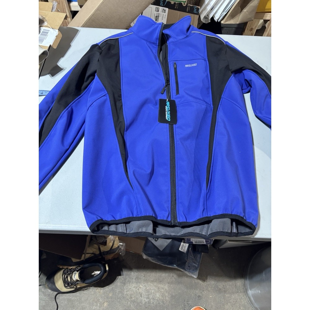 Arsuxeo Men's Cycling Fleece Lined Jacket US XL-Blue NWT‎